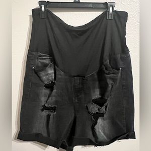 PinkBlush Plus Size Maternity Jean Shorts 3X